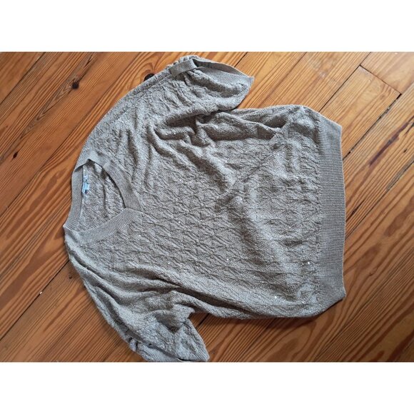 Chico's Beige Pullover Sweater V Neck Solid 3/4 Sleeve Cotton Blend Size 4 - Picture 4 of 5